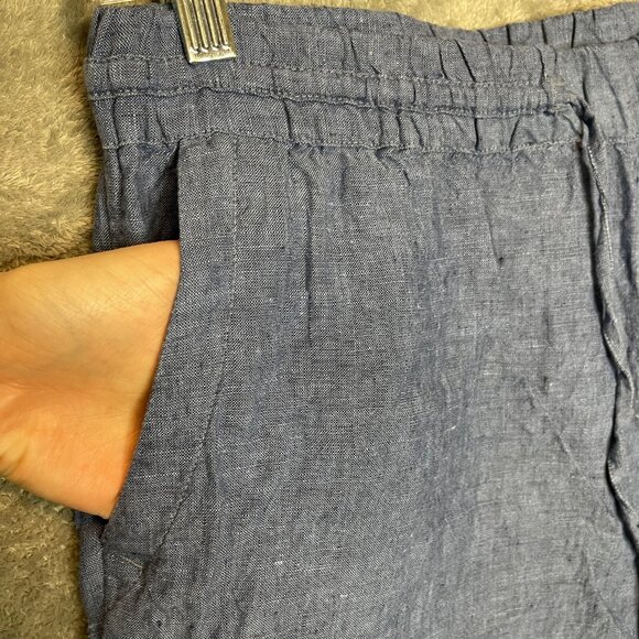 Charter Club Women 100% Linen Nautical Beachy High Rise Pull On Straight Pant L - Picture 4 of 12